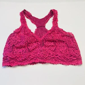 Torrid Curve Lace Lounge Longline Unlined Wireless Bralette Size 2 Pink Purple - Picture 1 of 5