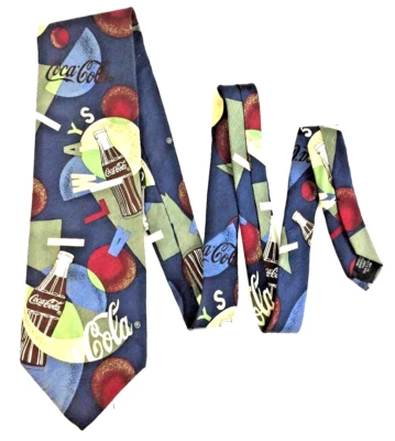 Corbata de cuello Coca-Cola para hombre vintage azul rojo dorado hecha en EE. UU. 100 % seda Foto 1 de 4