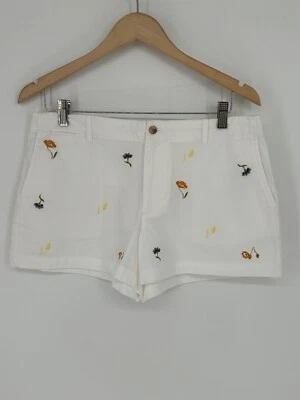 NWOT Polo Ralph Lauren Womens Shorts White Sz 8 Floral Embroidered Chino U3 - Image 1 of 4