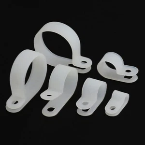 Fix R-type Cable Clamps Clip Cord Nylon White Wiring Hose Electrical Fasteners - Picture 1 of 4