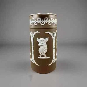 Antique DUDSON Brown & White Jasperware Jug/Pitcher, 7.25” - Picture 1 of 4