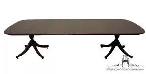 BAKER FURNITURE Banded Mahogany Traditional Chippendale Style 120" Double Ped... - Picture 1 of 10