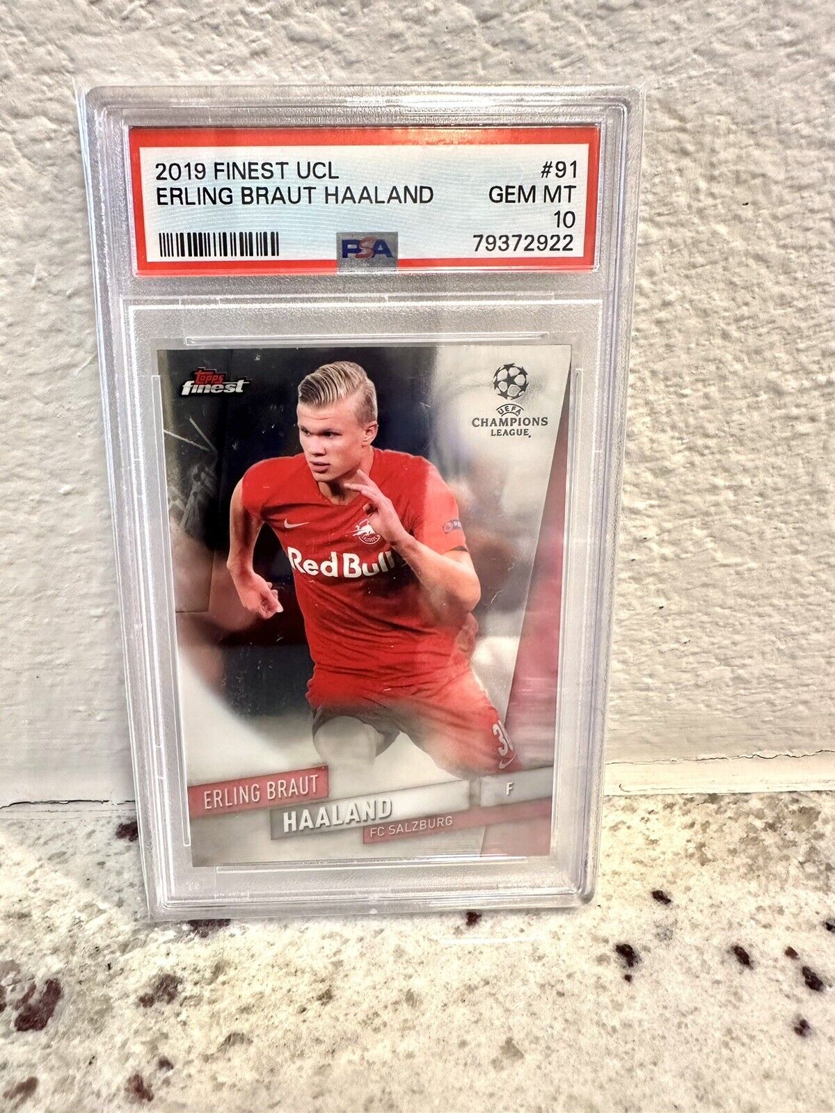 2019 Topps Finest UCL Erling Braut Haaland #91 Rookie RC PSA 10