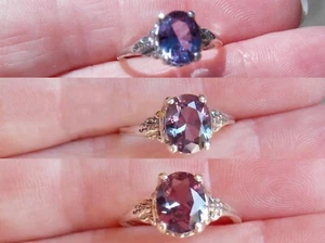 Color Change Lab Alexandrite Size 6.5 Ring 925 Sterling Silver USA Vintage Style - Picture 1 of 11