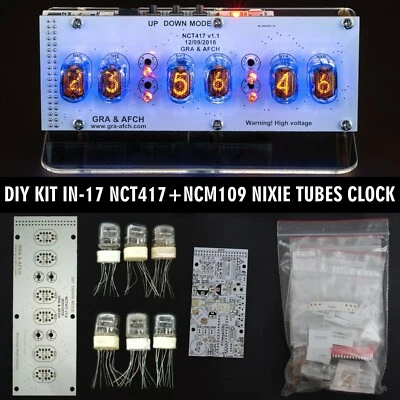 DIY KIT IN-17 Nixie Tube Clock Acrylic Stand [WITH OPTIONS] 12/24H SlotMachine - Image 1 of 4