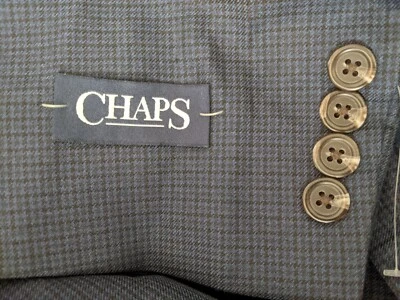 NEW 50R Chaps Ralph Lauren Blue Brown Tooth Check Blazer Jacket Sport Coat - Image 1 of 4
