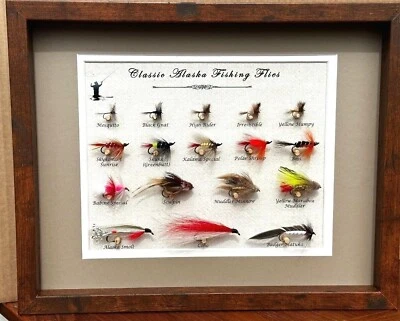 Framed & Mounted, Precision-Tied, Alaska Fishing Flies - In 14"x12" Shadow Box - Image 1 of 4