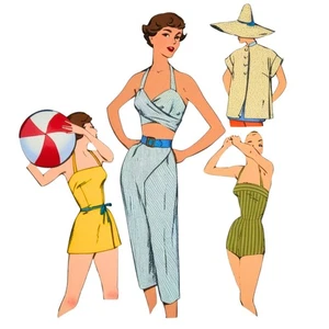 Vintage 1950s Sewing Pattern – Wrap 'Beach Babe' Play Suit - Bust 36" (91.4cm) - Picture 1 of 2
