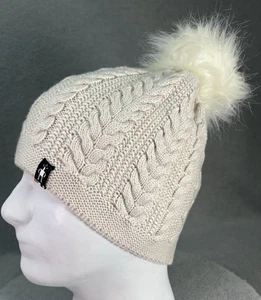 Smartwool Bunny Slope Gorro Sombrero Mezcla Lana Merino Imitación Piel Pom Cable Tejido Crudo - Imagen 1 de 21