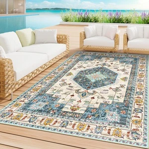 Indoor-Outdoor Area Rug 5x7 Ft Washable Outside Rug Outdoor Carpet Large Floo... - Picture 1 of 7