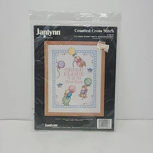Janlynn Counted Cross Stitch Kit Bunny Birth Record #149-07 SEALED 11" X 14" - Picture 1 of 5