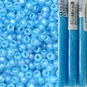 Miyuki Seed Beads Size 11 24 Grams Tube Matte Trans Light Blue AB 11-148fr - Picture 1 of 1