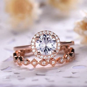 Sterling Silver 925 CZ Round 3 Stone Engagement Ring Wedding Band Se - Picture 1 of 5