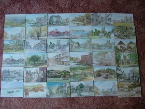 36 Unused ORIGINAL WATER-COLOUR Postcards by DAVID SKIPP & HAROLD SHIELD. - Picture 1 of 1