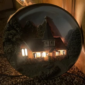 Church Lighted 3D Plate Beautiful Country Setting 7” - Picture 1 of 8