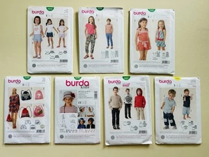 Burda Kids Sewing Patterns Lot Of 7 Shorts Pants  Shirt Bag Hats Boys Girls Sew - Picture 1 of 17