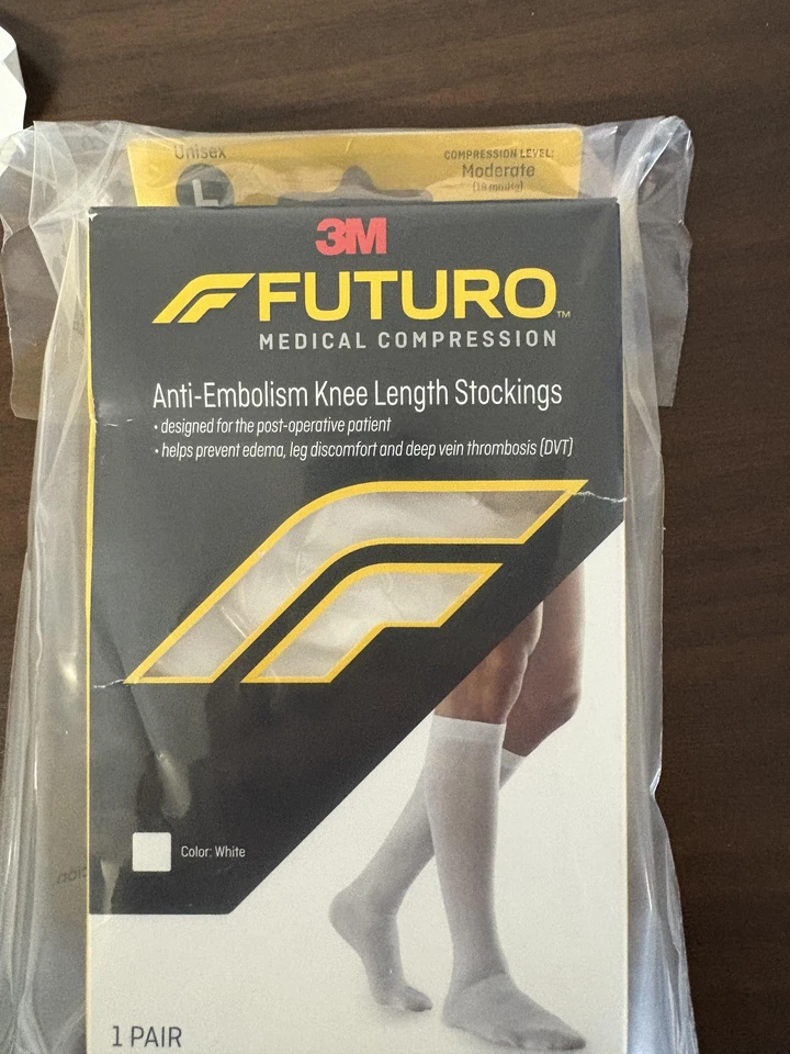 3M Futuro Compression Anti-Embolism Knee Stockings Large White 18 mmHg 1 Pair - Image 1 of 4