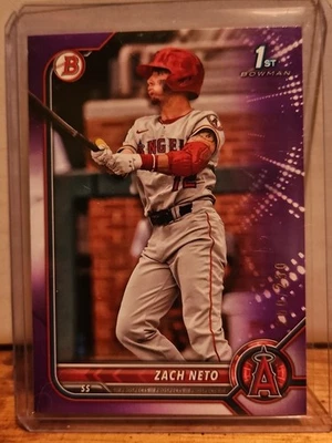 2022 Bowman Draft 1st Zach Neto #BD-18 PURPLE 200/250 - Los Angeles Angels - Image 1 of 3