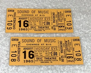 THE SOUND OF MUSIC 2 ORIGINAL 1965 TICKETS Julie Andrews Christopher Plummer USA - Picture 1 of 5