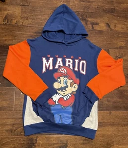 Super Mario Sweater with Hoddie XL Blue Unisex Nintendo Hybrid Apparel New Tags - Picture 1 of 5