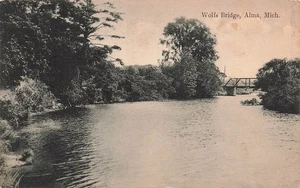 ALMA MI WOLFS BRIDGE 1912 VINTAGE POSTCARD 071325 U - Picture 1 of 2