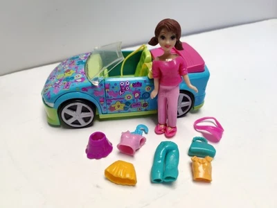 Vintage Mattel 2008 LILA Polly Pocket Designables CONVERTABLE Blue Car CLOTHES - Image 1 of 4