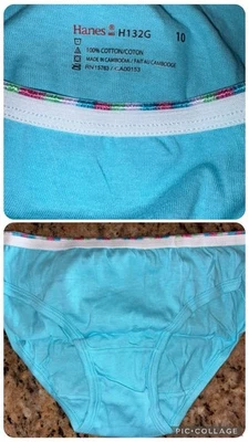 Bikini Hanes Niñas Vintage Talla 10 Azul Algodón Panty Bragas Ropa Interior Foto 1 de 3
