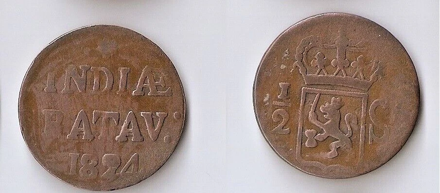 NETHERLANDS EAST INDIES, SUMATRA, ISLAND OF,  1/2 STUIVER  1824 - Image 1 of 1