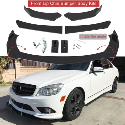 Glossy Black Front Bumper Lip /Splitter Spoiler For Mercedes-Benz C-Class C300 - Imagem 1 de 4