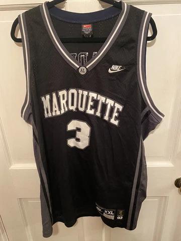 Nike Dwayne Wade Marquette #3 XXL Uprising 2003 Black Green White NCAA Jersey Cover