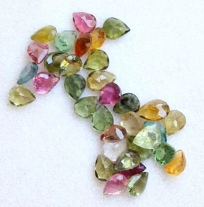 11.00 Ct Wholesale Lot 4.5*5 mm Pear Cut Natural Multi Tourmaline Loose Gemstone - Picture 1 of 3