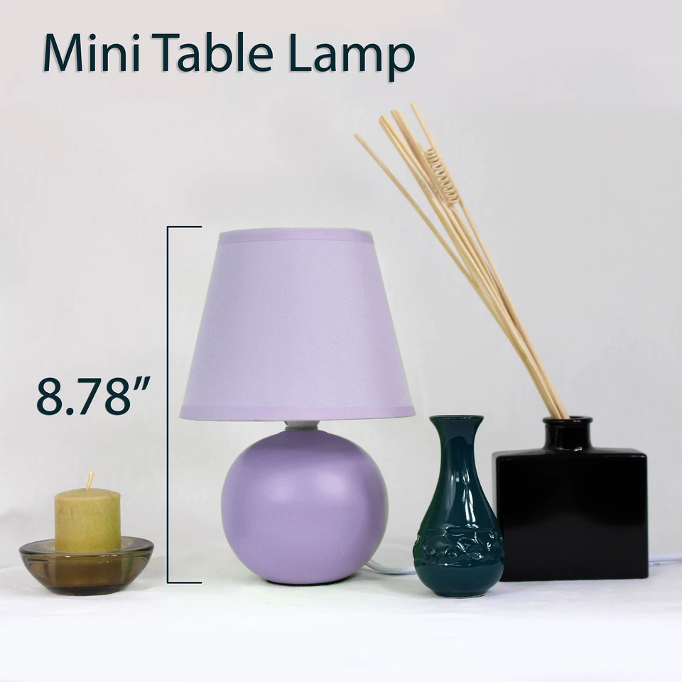 Simple Designs Lt2008-prp Mini Ceramic Globe Table Lamp Purple