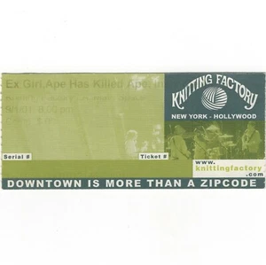 EX GIRL & APE HAS KILLED APE Concert Ticket Stub LA 9/1/01 KNITTING FACTORY Rare - Picture 1 of 1