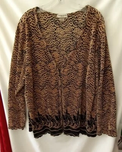 Women’s Notations Twofer Cardigen + Tank/Liner Top Crinkle Polyester Sz 2X - Picture 1 of 10