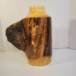 Wooden Lathed Flower Vase With Knot Handmade - Picture 1 of 12