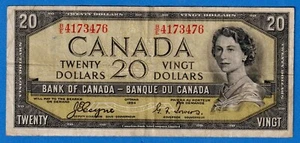 CANADA $20 (1954) BC-33a / P-70a  Circulated DEVIL'S FACE 👿   B/E 4173476 - Picture 1 of 3