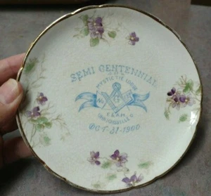 Mystic Tie Lodge Souvenir Plate Semi Centennial plate Uhrichsville OH vtg 1900 - Picture 1 of 5