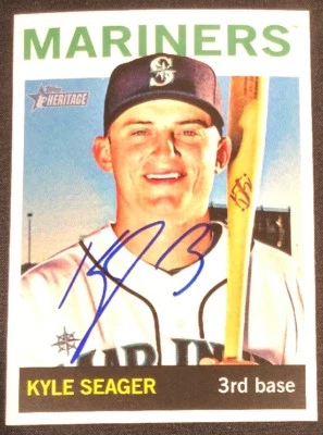 Tarjeta Topps Heritage firmada autografiada por Kyle Seager Mariners 2013 #209 ~ certificado de autenticidad Foto 1 de 4