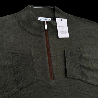 Peter Millar осень герб замши отделки четверть молнии свитер можжевельник размер 2XL $250 - Изображение 1 из 4
