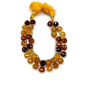 2 Strands AAA+ Hessonite Garnet 10mm Heart Shape Briolette Faceted Beads Strand, - Picture 1 of 7