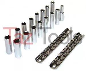 18 pcs 1/4" Drive Deep Chrome Socket Metric and Standard Set Sockets tool kit - Picture 1 of 1