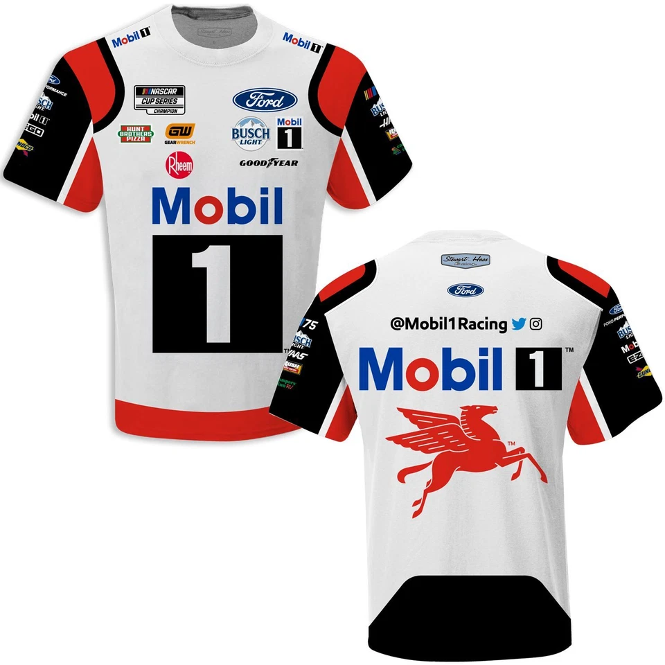 Kevin Harvick 2023 Checkered Flag #4 Mobil 1 Sublimated Uniform Tee FREE SHIP - Image 1 of 1