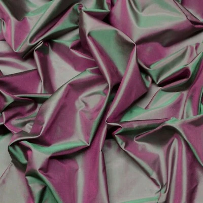 Tafetán de tejido azul/fucsia, tela 100 % seda, 44" de ancho, por yarda (TS-7326) Foto 1 de 3