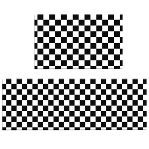 Abstract Black and White Kitchen Mat Non-Slip Carpet Bedroom Floor Area Rugs - Picture 1 of 22