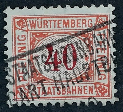 c.1920 Wurttemberg 20 red & orange Pfg Railway stamp Used - Image 1 of 2