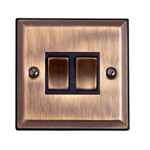 Litecraft Light Switch 2G 10A Electrical Fitting - Antique Brass Clearance - Picture 1 of 1
