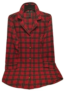 Vintage LAUREN RALPH LAUREN Monogramed Tartan Plaid Nightshirt Button Up SZ. MED - Picture 1 of 11