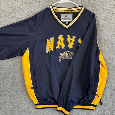 Navy Midshipmen Jacket Pullover Mens Medium Blue Yellow Colosseum Athletics Logo - Image 1 of 4