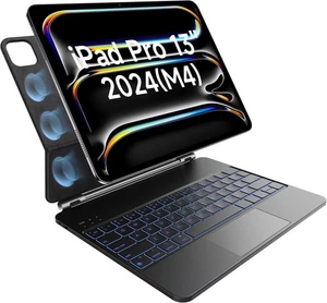 HOU iPad Pro 13 inch Keyboard Case M4 2024 Backlit Trackpad Magnetic Black - Picture 1 of 8