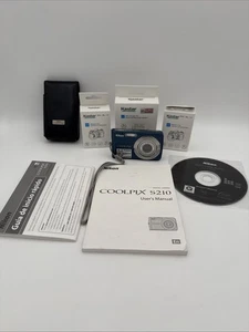 Nikon COOLPIX S210 8.0MP Blue Compact Digital Camera Bundle Tested - Picture 1 of 19